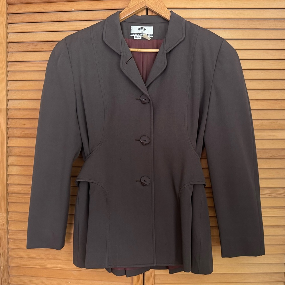Karl Lagerfeld 80s/90s Brown Jacket Blazer Size 10/42 Italian Made in Italy